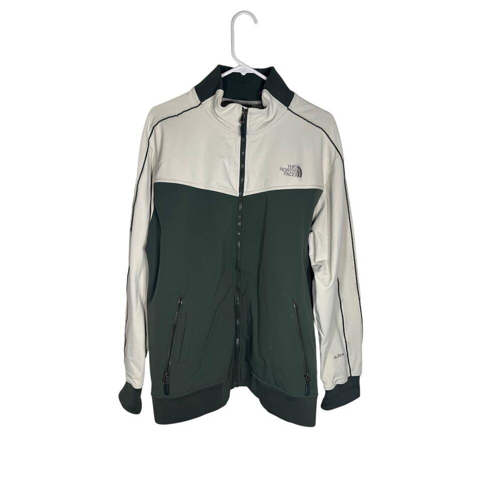 Vintage Unisex North Face Apex Softshell Jacket - Cream / Forest Green - XL